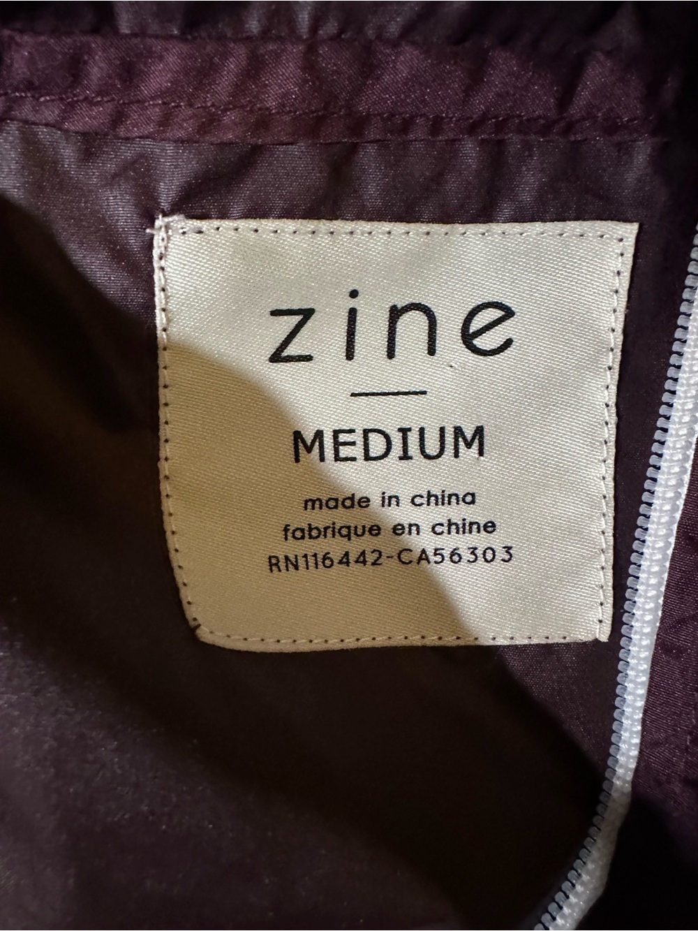 Zine Rain Jacket Windbreaker Burgundy Stripe Pullover Hooded Medium - Picture 7 of 9